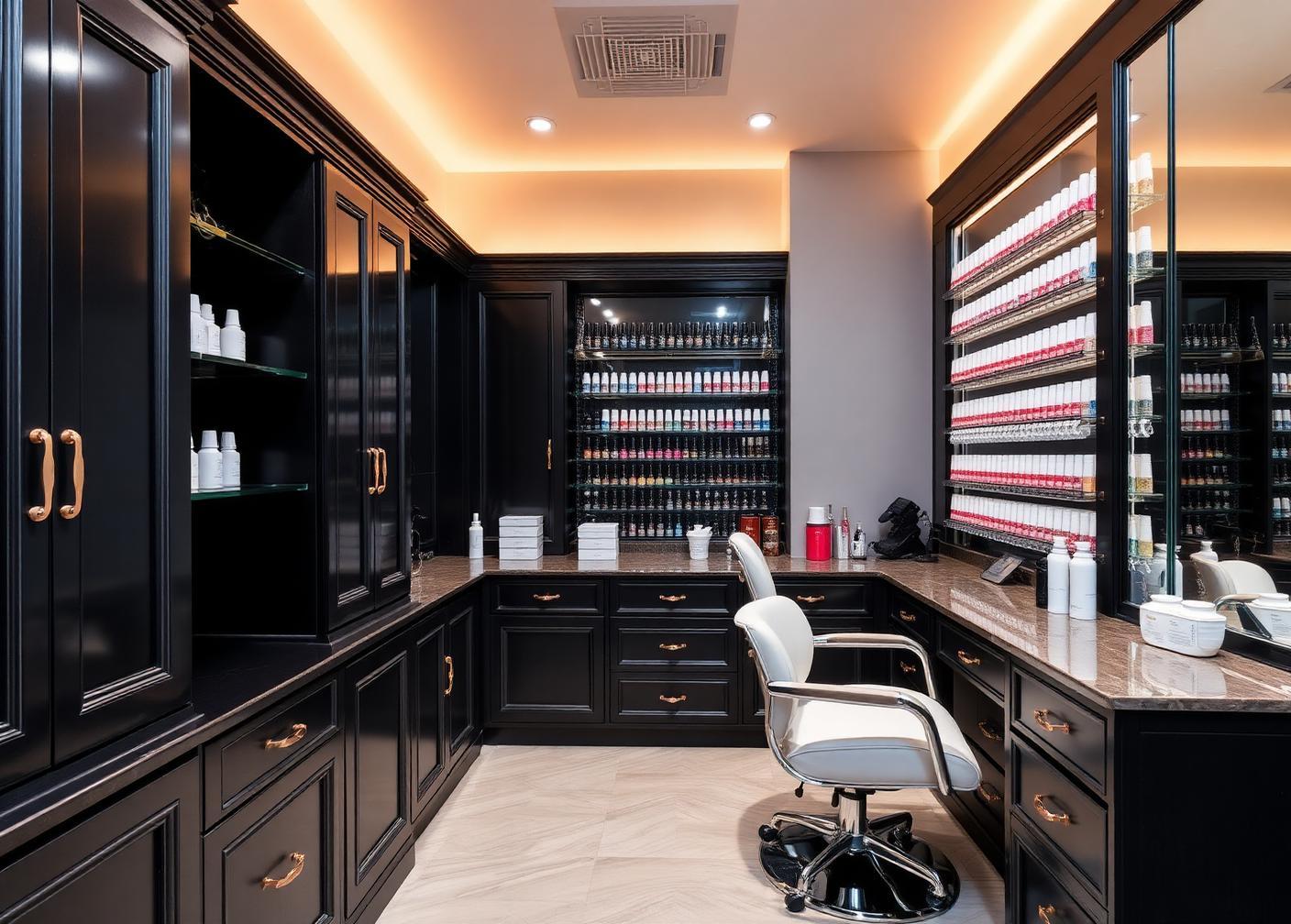 Sema Nail Atelier Ümraniye tırnak atölyesi çalışma alanı ve oje duvarı